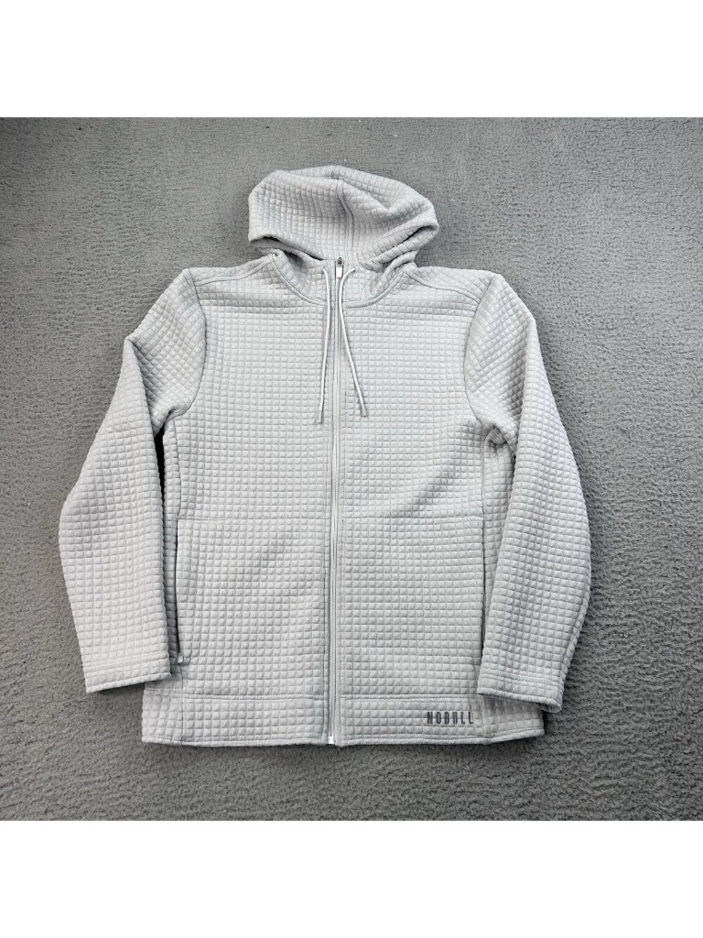 Nobull Quilted Waffle Full Zip Hoodie Sweatshirt Size Large Men Gray